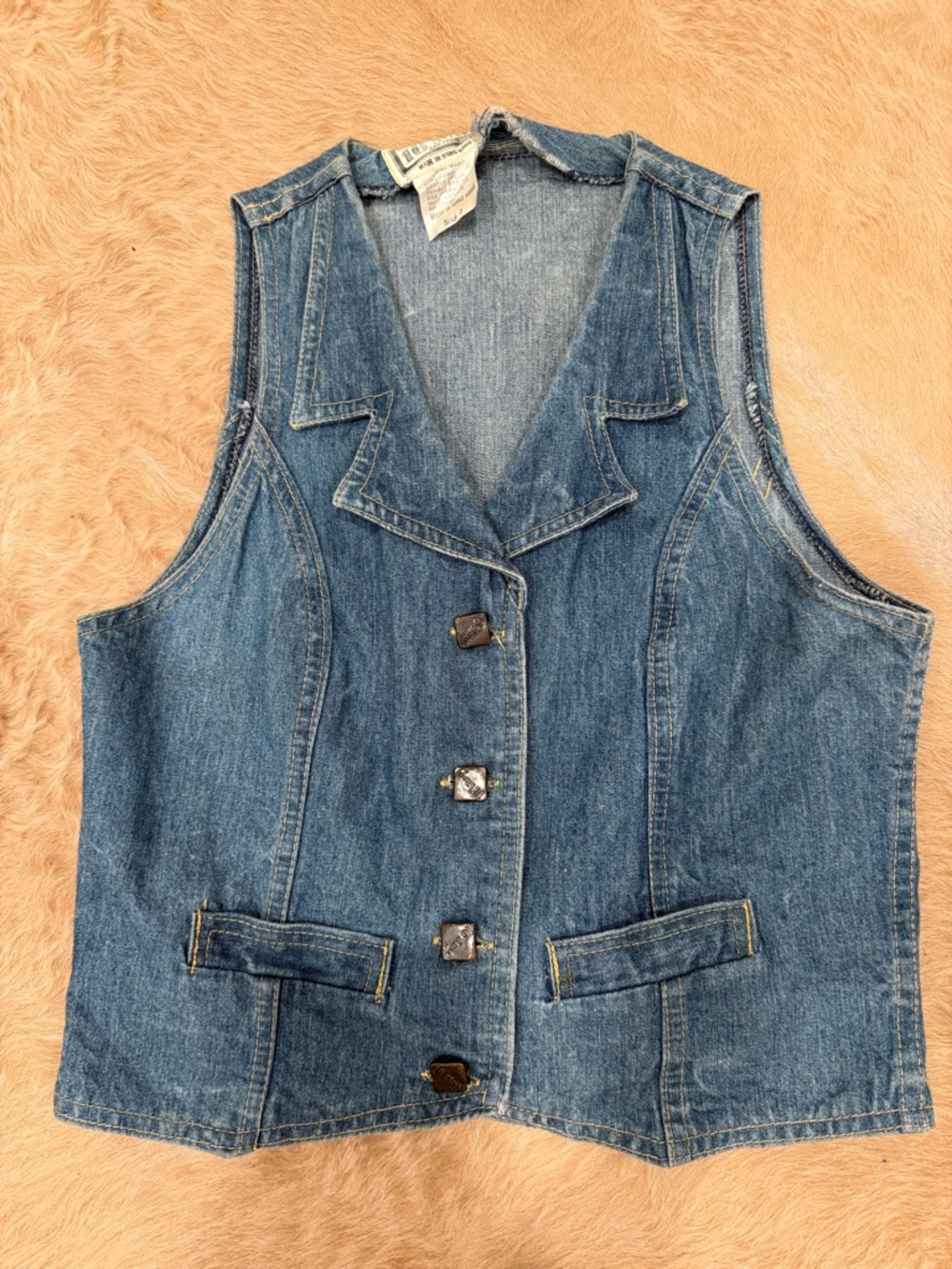 Vintage 80s Blue Denim Button-Front Vest